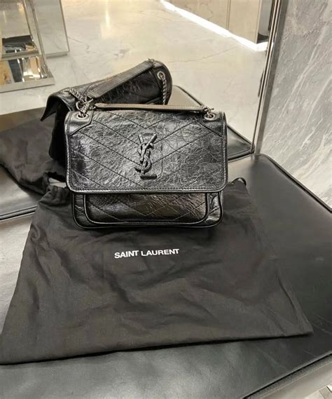 ysl niki small black|YSL niki small shoulder bag.